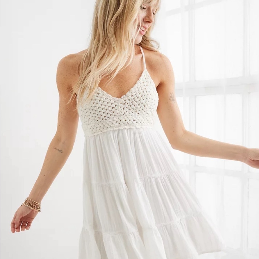 Aerie Cream Juniors Halter summer dress size Small